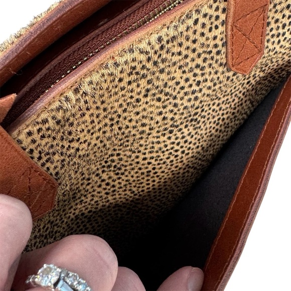 Madewell The Zip-Top Small Transport Leather Crossbody Bag Spotted Calf Hair - Picture 4 of 11